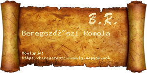Beregszászi Romola névjegykártya